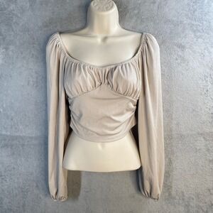 Milkmaid Y2k Crop Top Womens Small Ribbed Cottagecore Minimalist Coquette